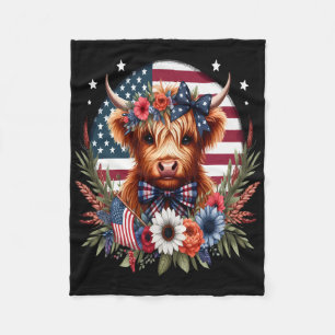 Süße Kuh Blumen 4. Juli USA-Flagge Patriotisches C Fleecedecke