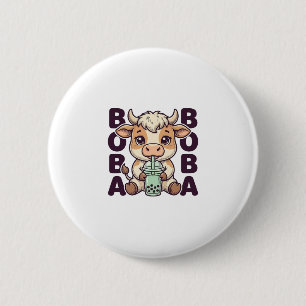 Süße Kuh Boba Tee Vintage Gravur T-Shirt Design Button