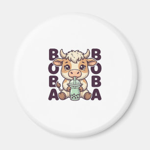 Süße Kuh Boba Tee Vintage Gravur T-Shirt Design Magnet