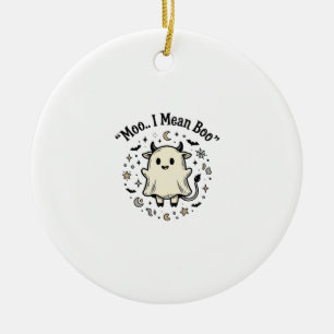 Süße Kuh Geist Halloween Moo Boo Vintage Design_1 Keramik Ornament