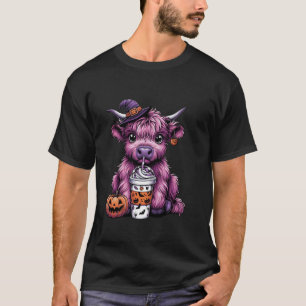 Süße Kuh-Geist trinkt Kaffee Halloween-Geist-Kaffe T-Shirt