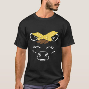 Süße Kuh Gesicht Mit Gelbem Haarband Kuh T-Shirt
