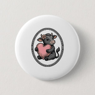 Süße Kuh Herz Vintage Gravur Farm Shirt Button