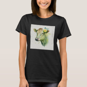 Süße Kuh Illustration Blumen Laefy Grün Frauen Mic T-Shirt