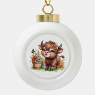 Süße Kuh Keramik Kugel-Ornament