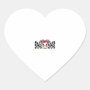 Süße Kuh-Mama-Schleife Grafikdesign_1 Herz-Aufkleber