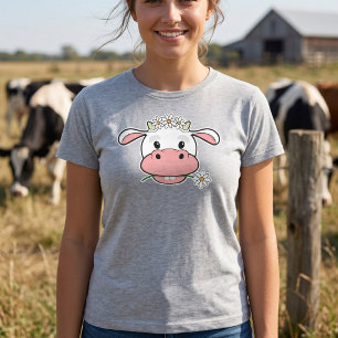 Süße Kuh mit Gänseblümchen-Motiv - Tierliebhaber T-Shirt