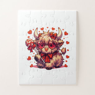 Süße Kuh Rote Herzen Puzzles 