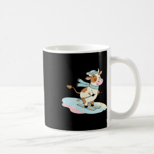 Süße Kuh Skifahren Schal Winter Alpen Schnee Szene Kaffeetasse