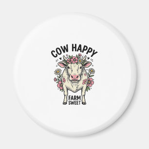 Süße Kuhliebhaber Vintage-Blumen-Farmtier-Kunst (3 Magnet