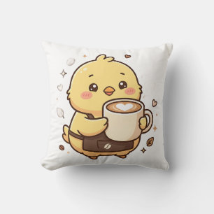 Süße Küken Kaffee Latte Dekokissen