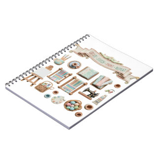 Süße Kunst-, Handwerks- und Näh-Elemente Clipart - Notizblock