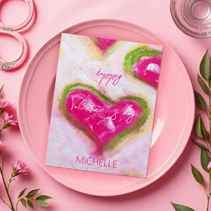 Süße künstlerische hellrosa Herzen Postkarte
