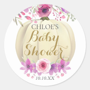 Süße Kürbis-Blumen-Baby-Party Klassischer Rundaufk Runder Aufkleber