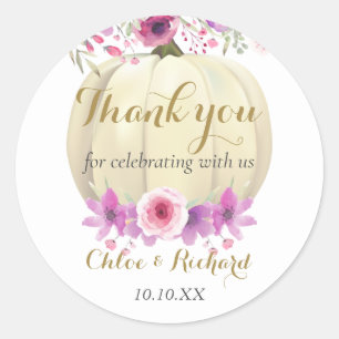 Süße Kürbis-Blumen-Rosa-Baby-Shower-Dankeschön-Auf Runder Aufkleber