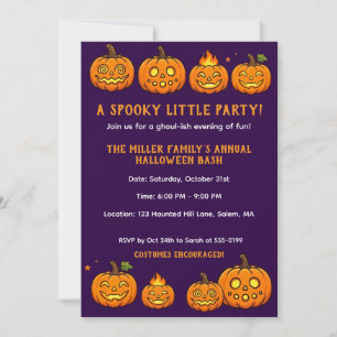 Süße Kürbis-Grüßkarte zur kleinen Halloween-Party Einladung