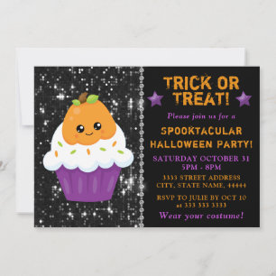 Süße Kürbis-Halloween-Cupcake-Party Einladung