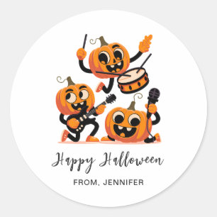 Süße Kürbisband-Halloween Runder Aufkleber