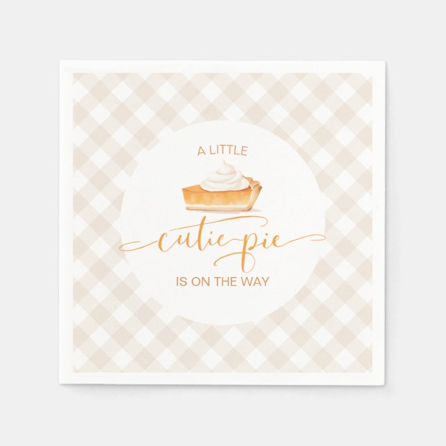 Süsse Kürbiskuchen Herbst karierte Babydusche Serviette (Vorderseite)