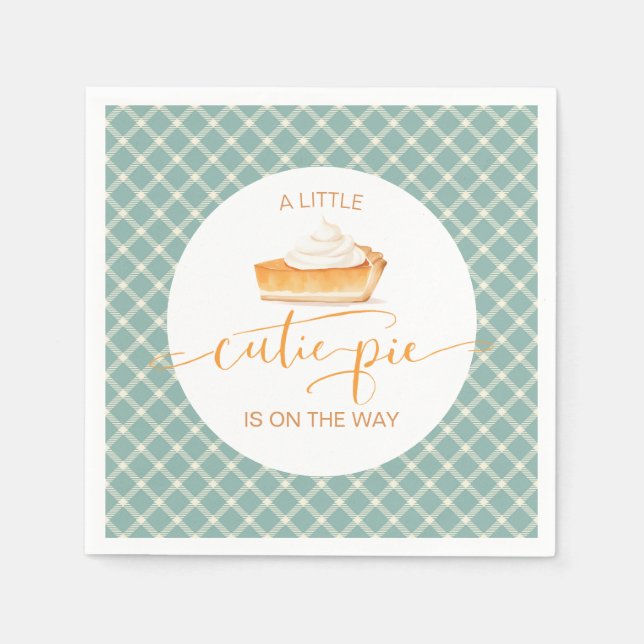 Süsse Kürbiskuchen Herbst karierte Babydusche Serviette (Vorderseite)