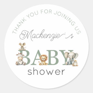 Süße Kuscheltiere Geschlechtsneutrale Babyparty Runder Aufkleber