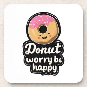 Süße lächelnde Donut-Illustration – „Donut Worry B Getränkeuntersetzer