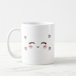 Süße lächelnde Gesichts-Tasse Weiches Herz Ästhet Kaffeetasse