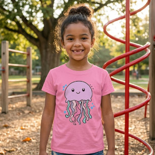Süße lächelnde Kawaii-Babyqualle mit Blasen T-Shirt