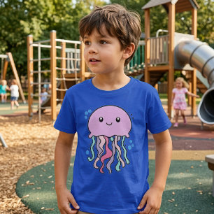 Süße lächelnde Kawaii-Babyqualle mit Blasen T-Shirt