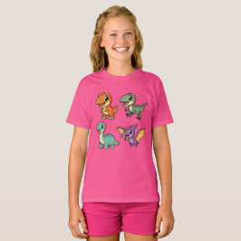 Süße Lager Cretaceous Dinosaurien Cartoon Kawaii D T-Shirt
