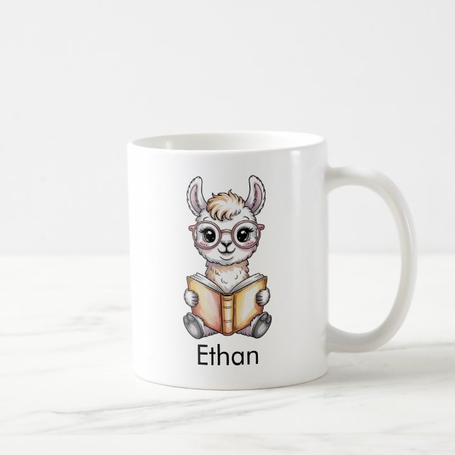 Süße Lama liest ein Buch Custom Kaffeetasse (Rechts)