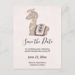 Süße Lama mit Krone Save-the-Date Einladungspostkarte