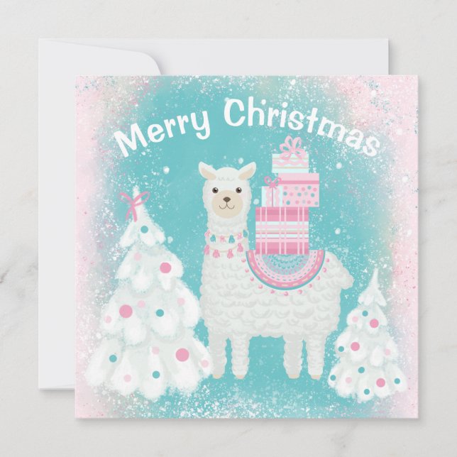 Süße Lama mit Weihnachtsgeschenken (Vorderseite)