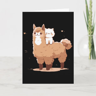 Süße Lama und Katze Karte