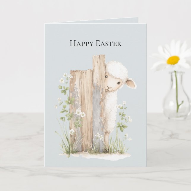 Süße Lamm-Blumen-Tor-Ostern Karte (Kleine Pflanze)