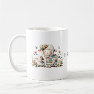Süße Lämmer mit floralen und Patchwork-Akzente Kaffeetasse