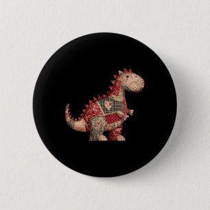 Süße Land-Dinosaurier-Patchwork-Herzen Valentinsta Button