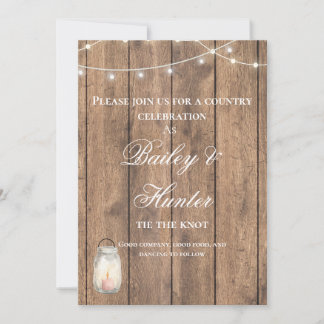 Süße ländliche Hochzeit und detaillierte Einladung