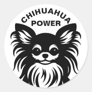 Süße langhaarige Chihuahua-Cartoonfigur Runder Aufkleber
