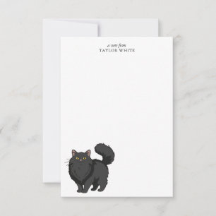 Süße langhaarige schwarze Katze Danke Mitteilungskarte
