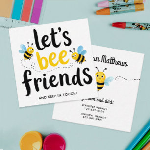 Süße Lasst uns Bienenfreunde sein Gelbe Spielverab Quadratische Visitenkarte