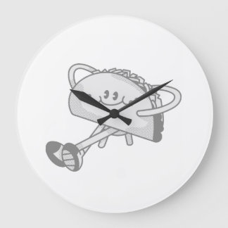 Süße laufende grüne Taco-Maskottchenfigur Große Wanduhr