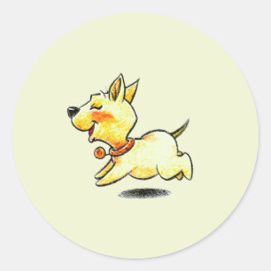 Süße Laufende-Hund-Illustration für Hunde-Liebhabe Runder Aufkleber