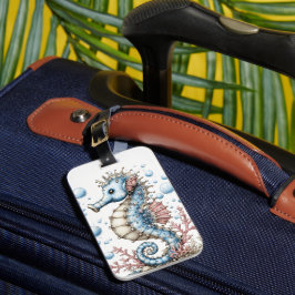SÜSSE LAUNISCHE BLAUE & WEISSE SEEPFERDCHEN GEPÄCKANHÄNGER