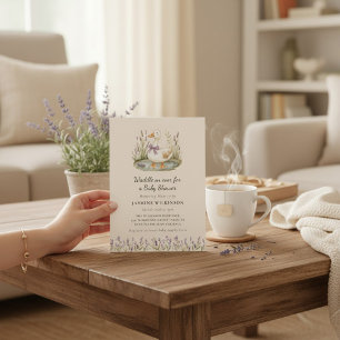 Süße Lavendel-Enten-Baby-Shower-Einladung mit QR-R Einladung