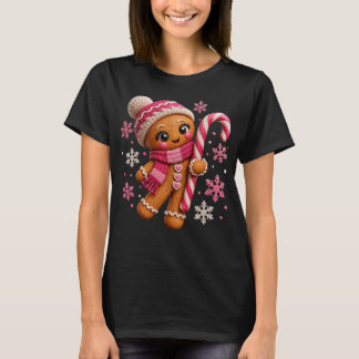Süße Lebkuchen-Rosa-Zuckerstangen-Weihnachtsmädche T-Shirt