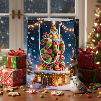 Süße Lebkuchenhäuser-Weihnachtsgeschenktasche Mittlere Geschenktüte