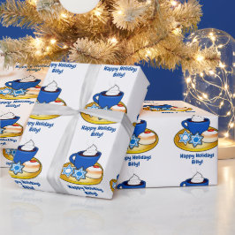 Süße Leckereien im Hanukka-Namen individuell anpas Geschenkpapier