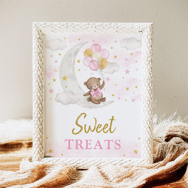 Süße Leckereien Moon Teddy Bären Pink Gold Balloon Poster