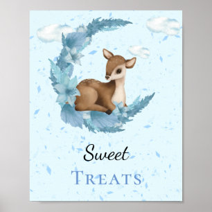 Süße Leckereien Niedliche kleine Bambi blauen Wolk Poster